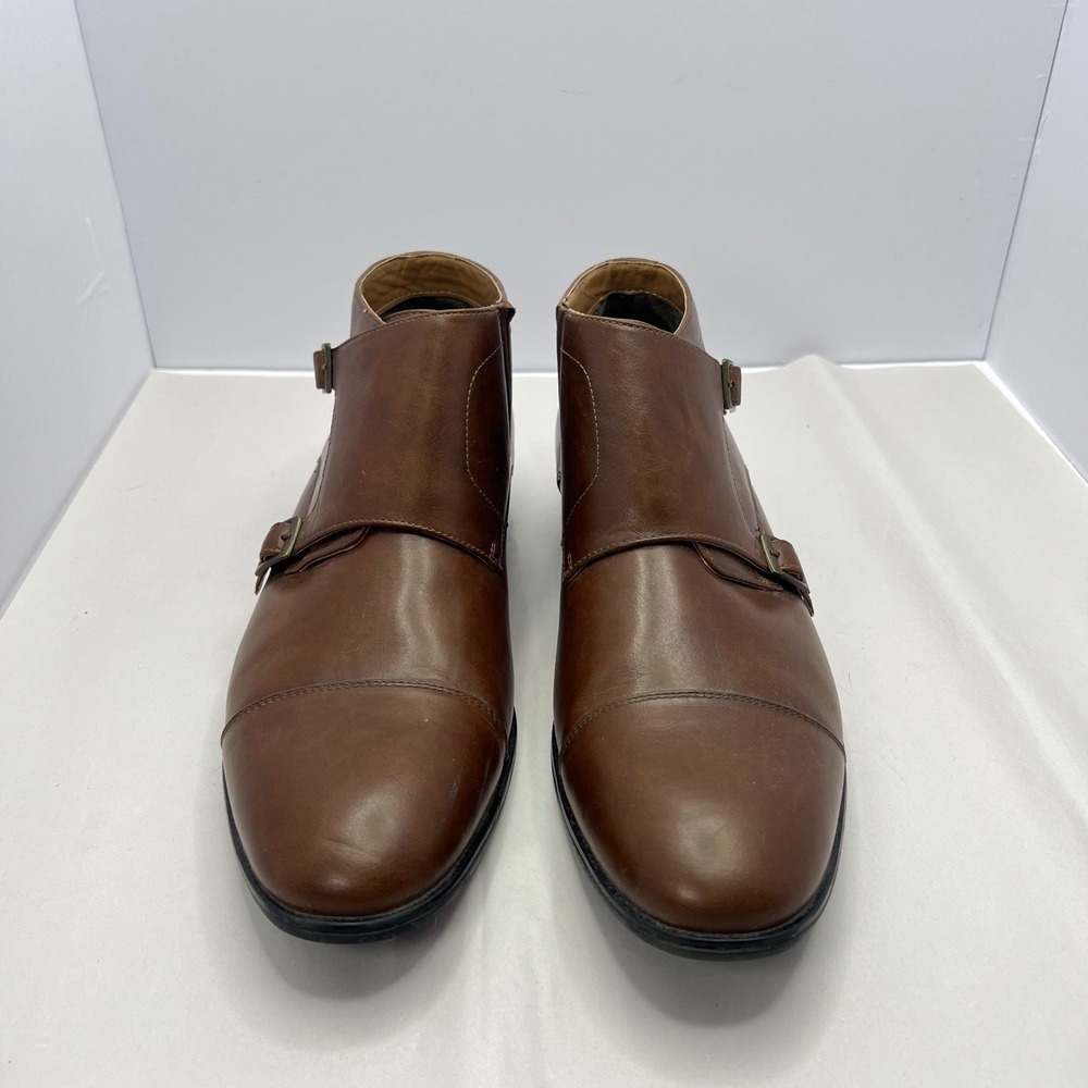 Parker & Sky Brown Double Monk Strap Boots Mens 11 Cap Toe Ankle Dress Business